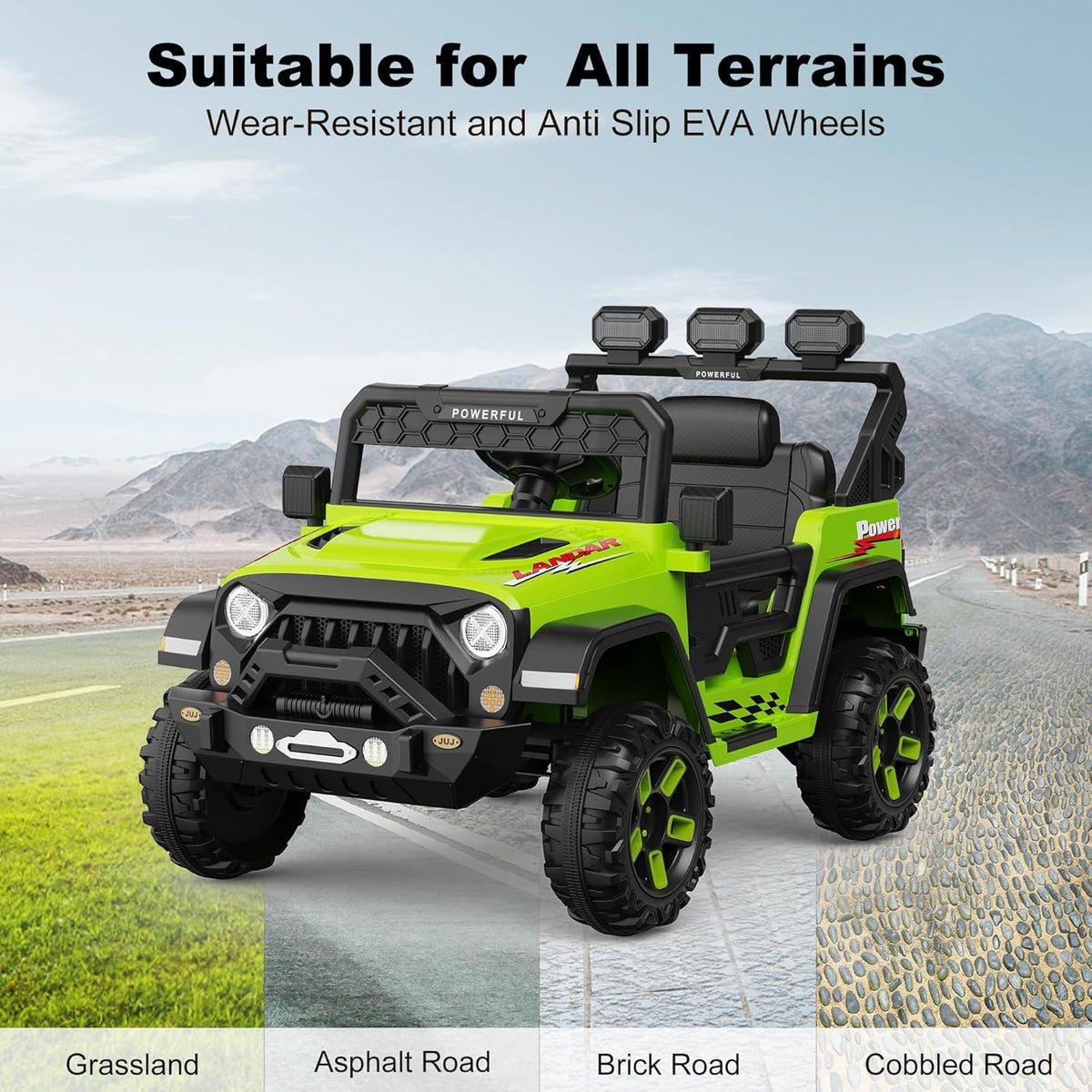 12V Ride-On Truck Car, 7Ah Battery, Parent Remote Control, 3 Speeds Up to 3.7 MPH, Soft Start, LED Lights, Bluetooth, USB, AUX, MP3, 66 Lbs
