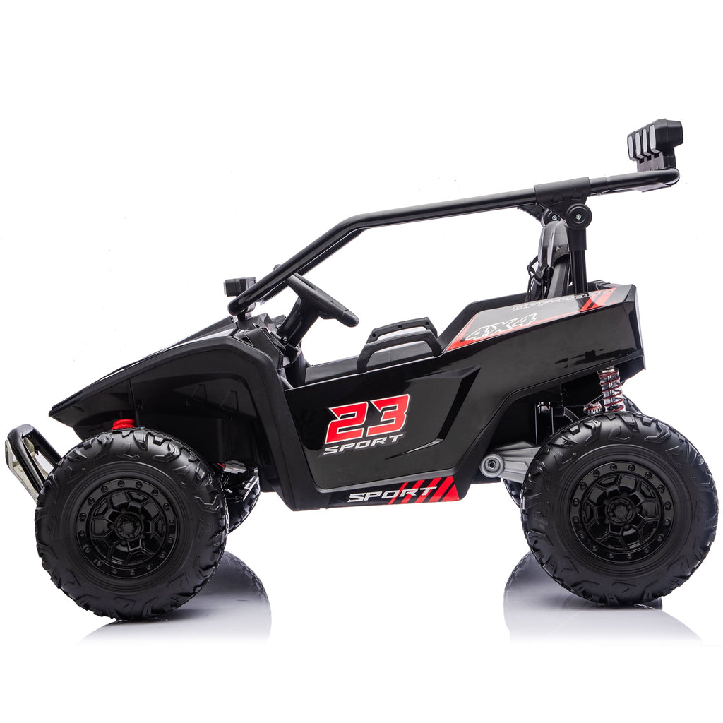 Sunnyfree 24V Ride on Toys 2 Seater UTV for Kids, 4WD 800W Electric Car with Parent Remote Control, LED Lights, Bluetooth Music, Roll Cage, Black