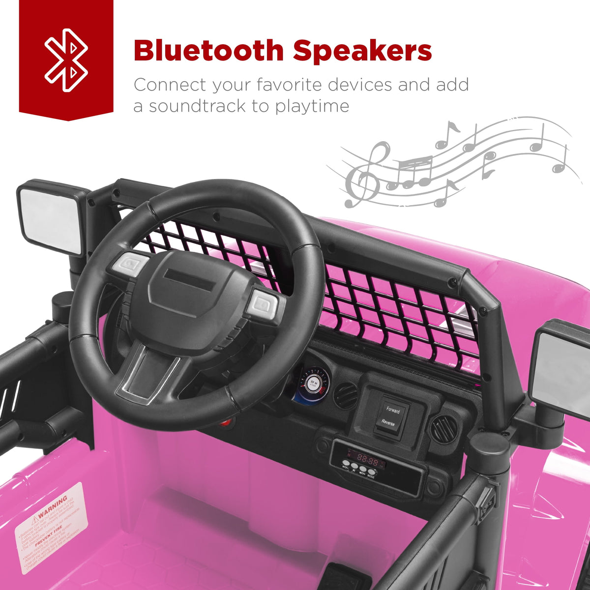 Best Choice Products 12V Kids Ride On Truck Car w/ Parent Remote Control, Spring Suspension, LED Lights - Hot Pink