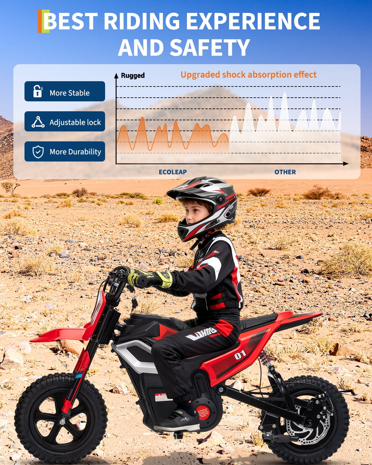 24V Kids Electric Dirt Bike, 350W Battery Powered Motorcycle with 12 Inch Fat Tires Rear Suspension Twist Throttle for Teens