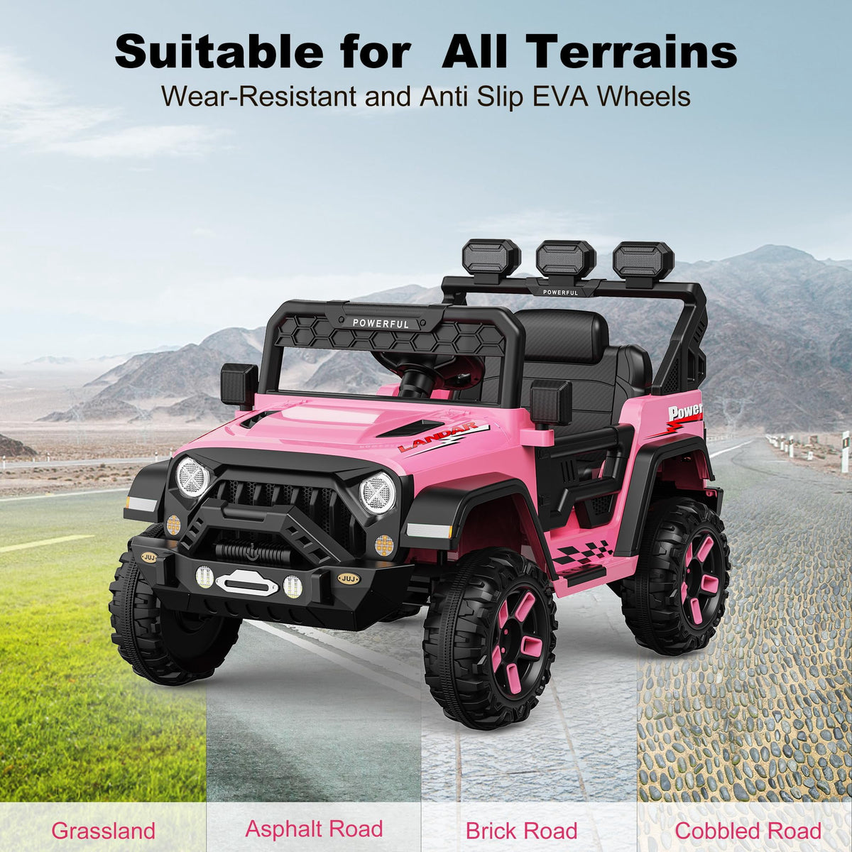 12V Battery Powered Kids Ride-On Truck | 2.4G Parent Remote, 3 Speeds (1.2-3.7 mph), LED Lights, Built-In Music & Wireless Audio | Gentle Start & Safety Belt