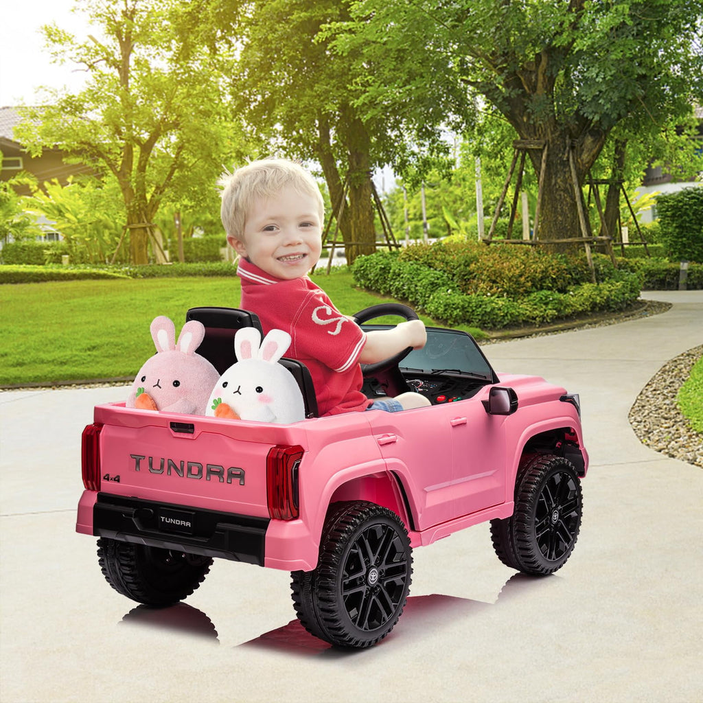 TROPOW Kids Cars Electric Ride On,12V Ride on Car for Kids,Licensed Toyota Ride on Truck,Battery Powered Electric Car with Remote Control,MP3,LED Lights,Suspension System,Double Doors,Pink