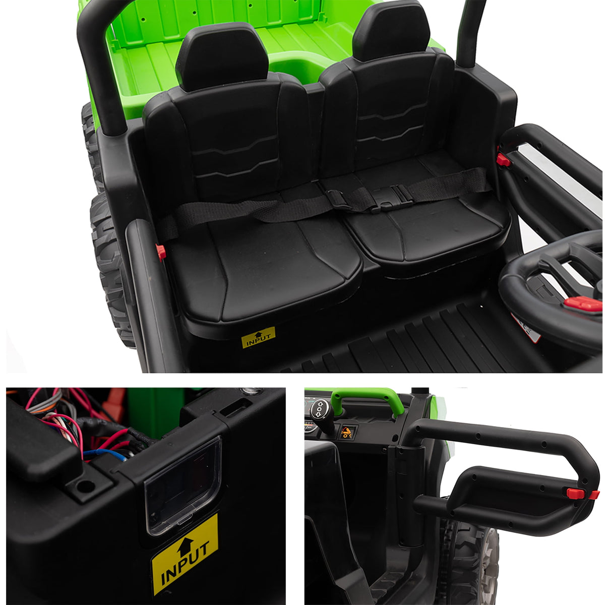 24V Ride on Dump Truck with Remote Control, 4WD Electric Car for Big Kids, 2 Seater 4*200W Motor Ride on Toy, Shovel, Music, Kids Gift, Black