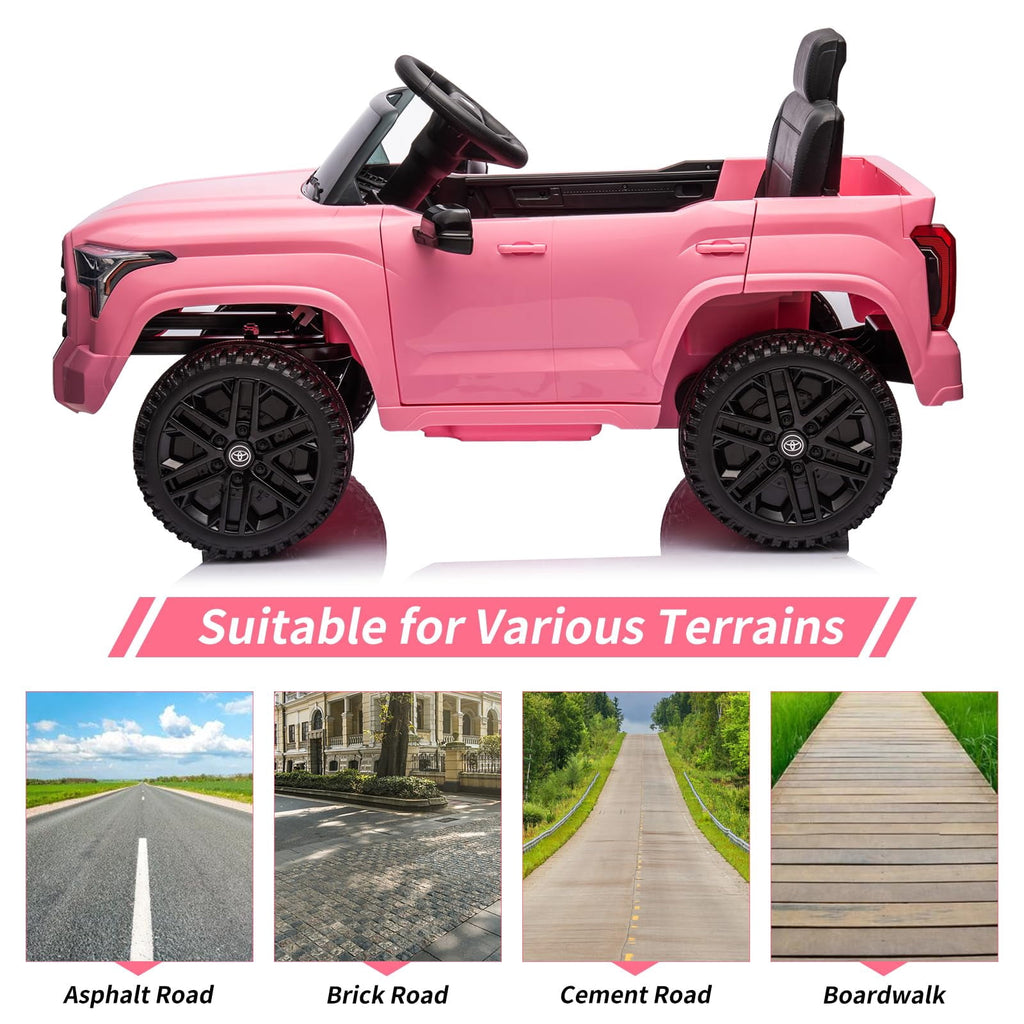 TROPOW Kids Cars Electric Ride On,12V Ride on Car for Kids,Licensed Toyota Ride on Truck,Battery Powered Electric Car with Remote Control,MP3,LED Lights,Suspension System,Double Doors,Pink