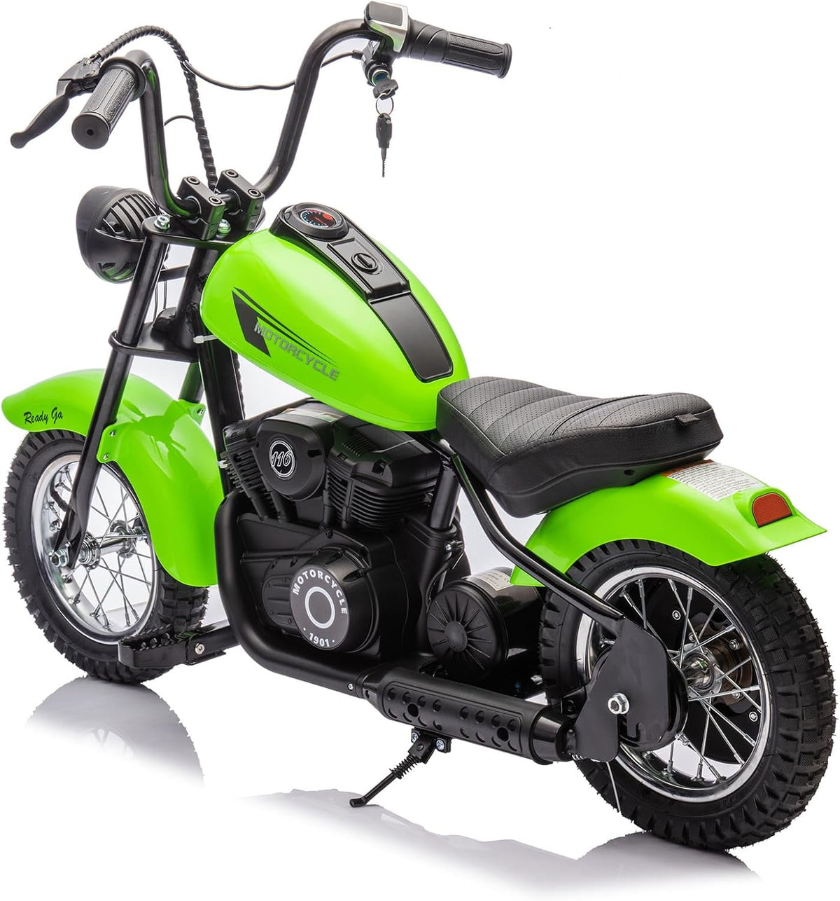 24V Electric Dirt Bike, 300W Chain-Driven Motor, Up to 15 MPH, 2-Speed, 10-Mile Range, 12" Air-Filled Rubber Tires, Leather Seat, Hand Brake, LED Lights, 150 Lbs