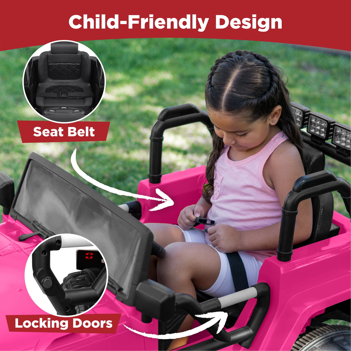 Best Choice Products Kids 24V 2-Seater Electric Ride-On Car Truck w/ Parent Control, Bluetooth, LED Lights - Red