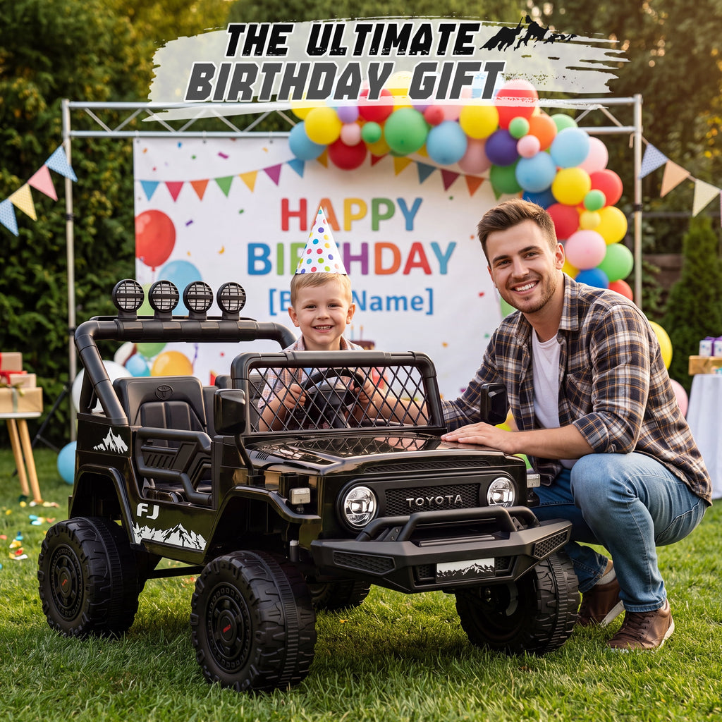Officially Licensed Toyota FJ Ride On Toys 24V 800W, 4WD Kids Power Car Wheels for Boys Girls, 2 Seater Electric Car with Remote Control, 4 Motors, Music, LED Lights, Green