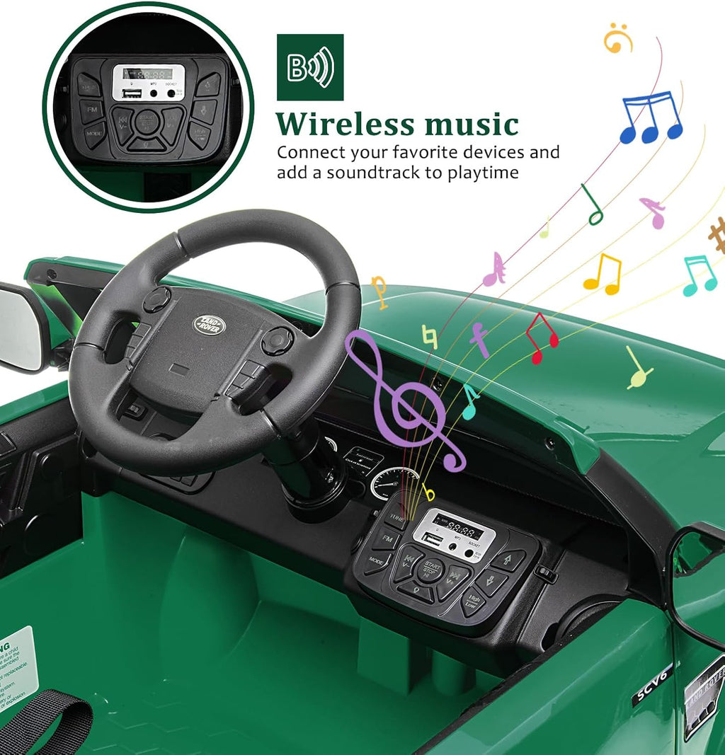 12V Licensed Land Rover Ride-On Car, 2x25W Motors, 4.5Ah Battery, 3 Speeds up to 4.5 MPH, Parent Remote, Spring Suspension, LED Lights