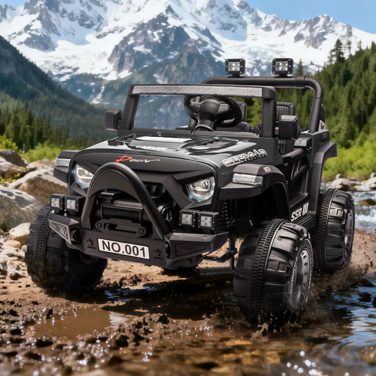 12V Electric Ride-On Truck, 4-Wheel Ride-On Car with Parent Remote Control, Dual 35W Motors, Spring Suspension, 3 Speeds, Bluetooth, LED Lights