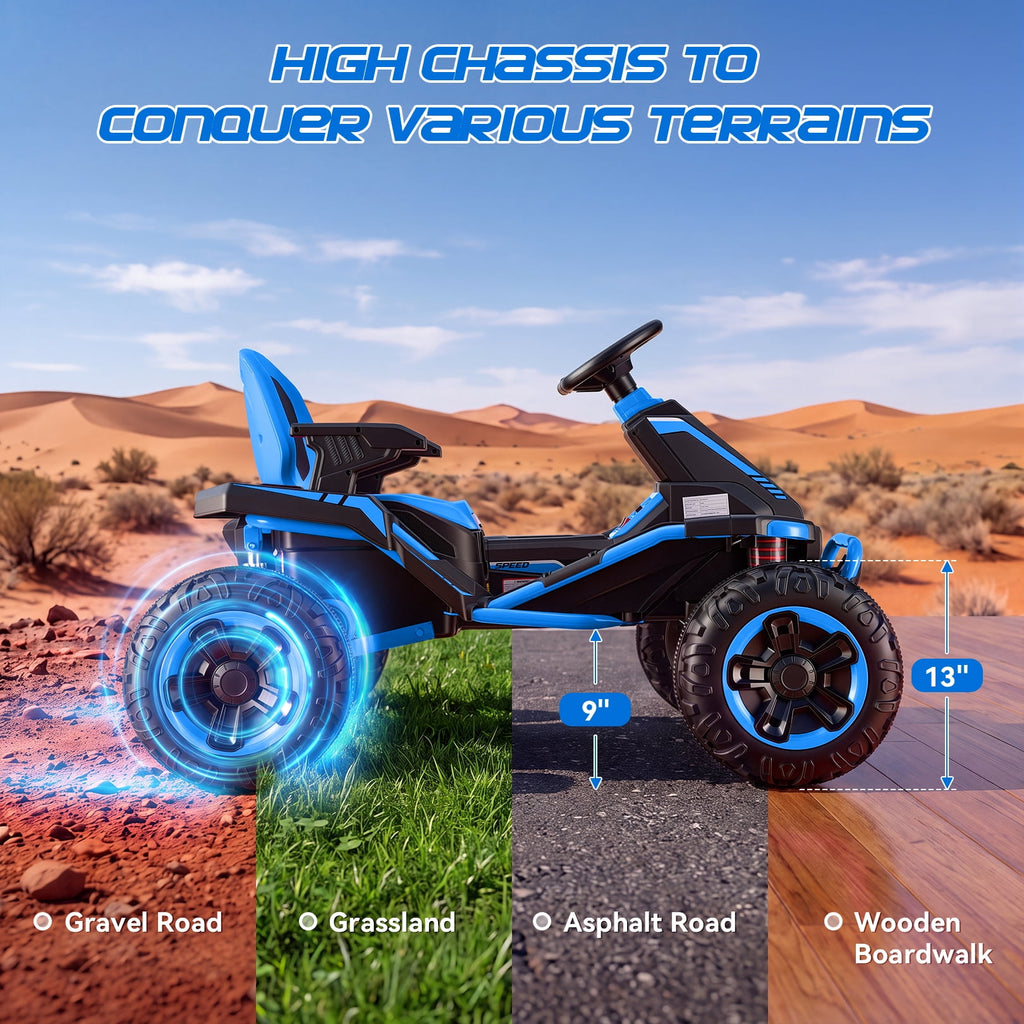 VIBESPARK 36V Ride on Toys for Big Kids Ages 6-12, 600W Ride on Cars up to 5.9 mph, Powerful 4 Wheeler Quad, Ride on ATV W/ Adjustable Seat, Ball-bearing Design, Power Display, Light Control, Green