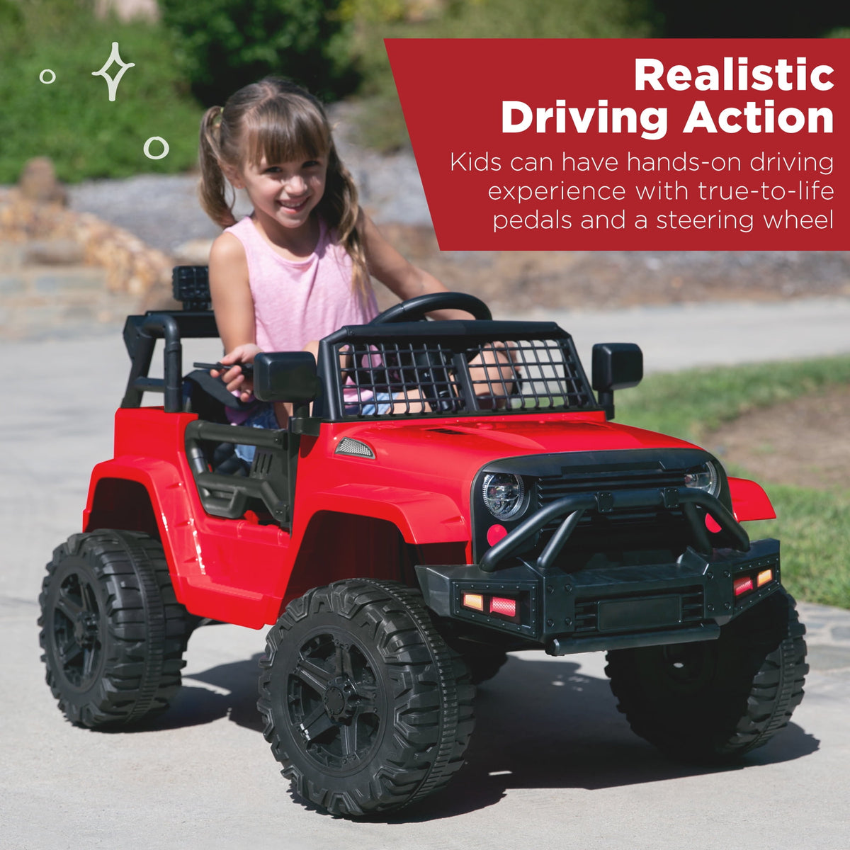 Best Choice Products 12V Kids Ride On Truck Car w/ Parent Remote Control, Spring Suspension, LED Lights - Hot Pink