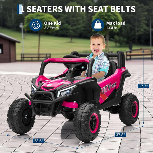 12V 4WD Ride-On Electric Car with Remote Control, 4-Wheel Drive, 4 Spring Suspension, Up to 5 MPH, LED Headlights, Bluetooth