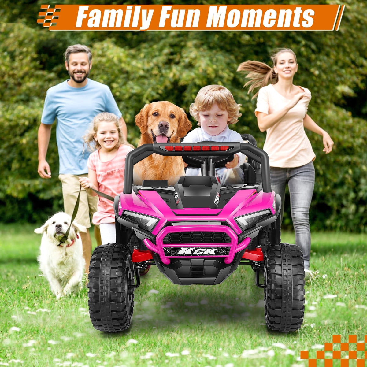 VIBESPARK 24 Volt Ride on Toys, 400W Electric Car for Kids, 2-Seater Ride on Cars w/ Battery Display, Spring Suspension, Bluetooth, LED Lights, Storage Box, Light Switch, Pink