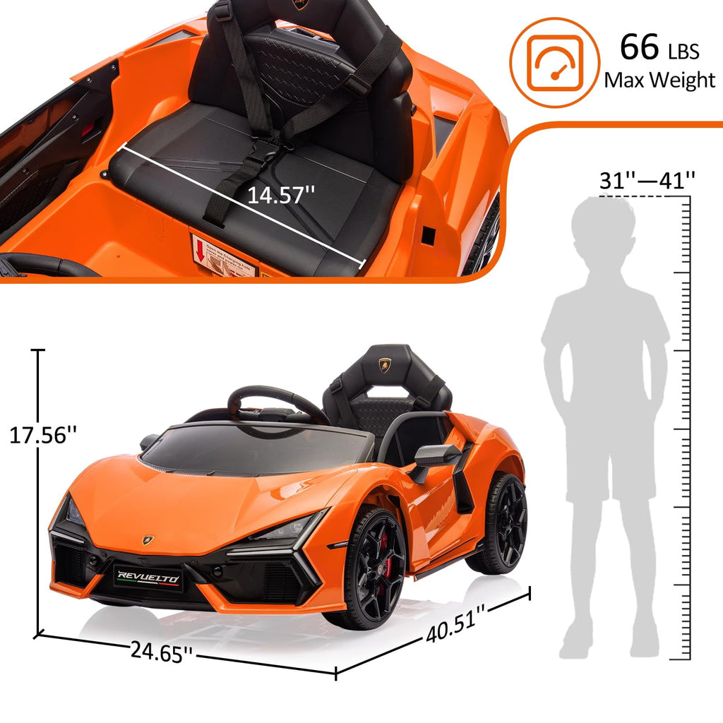 Towallmark 12V Ride On Car for Kids, Licensed Lamborghini Revuelto Electric Vehicle, Battery Powered Sports Car Toy for Boys & Girls,Kids Christmas Gifts