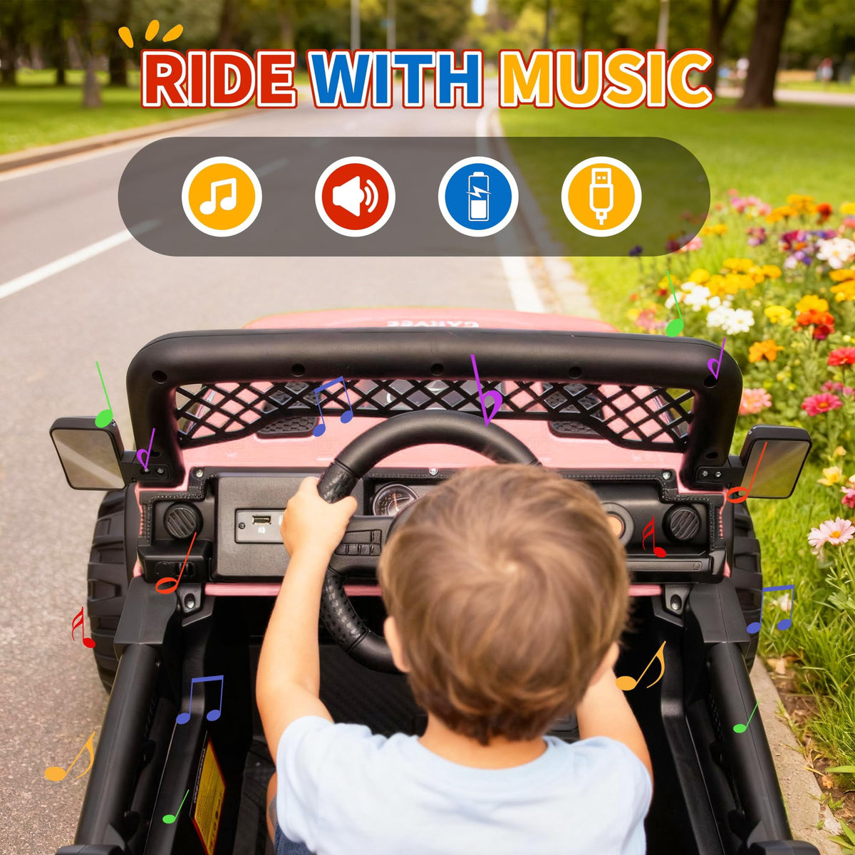 12V Kids Ride-On Truck – Dual 550W Motors, Remote Control, 3-Speed up to 6MPH, Spring Suspension, LED Lights, Music, Safety Belt, Storage – Electric Toy Car for Kids Ages 2-8 – Rose Red