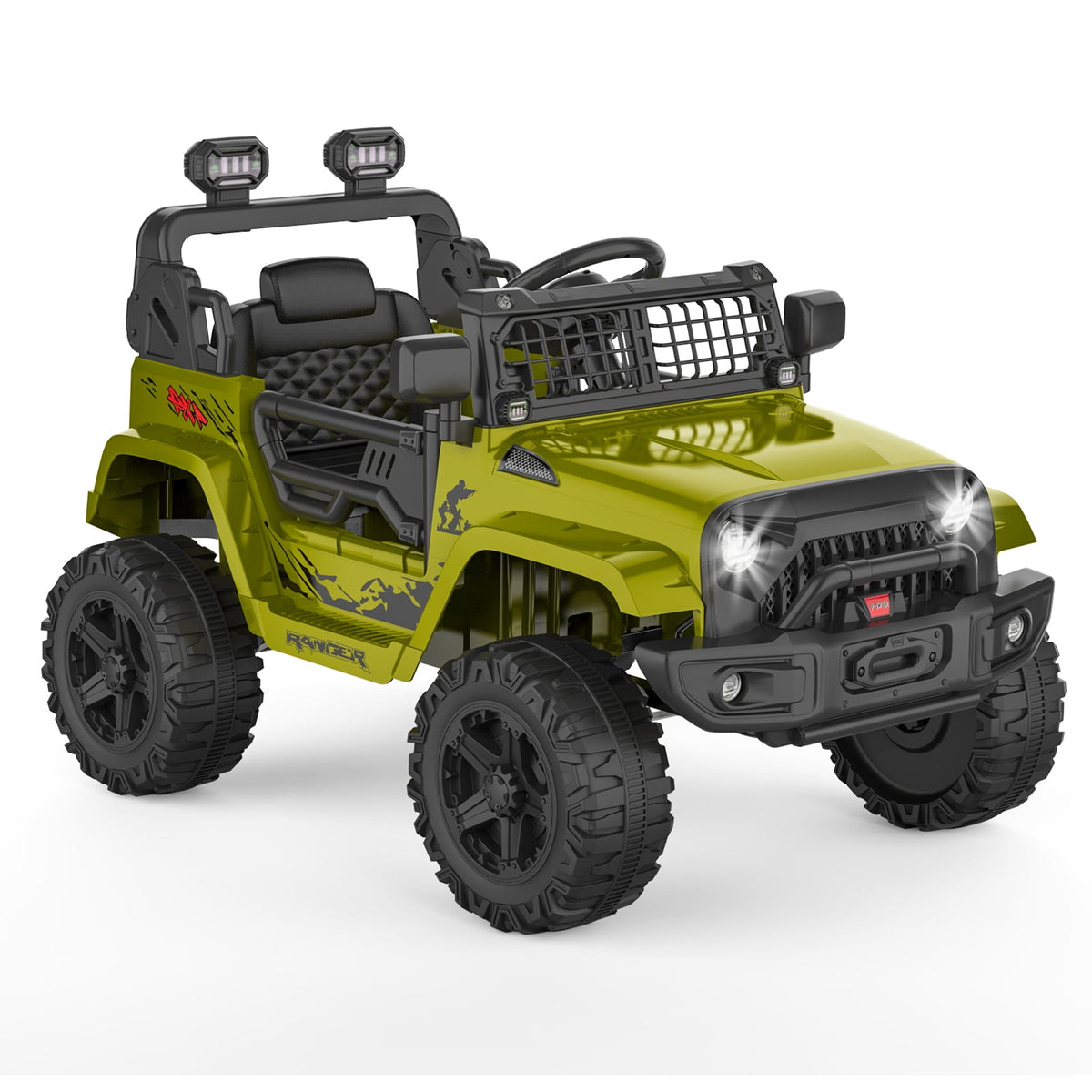 12V Kids Electric Ride-On Truck – Parental Remote Control, Seasonal Suspension, LED Lights, Wireless Connection, 2 Speeds, Standard Test Method Certified, Off-Road Toy Car