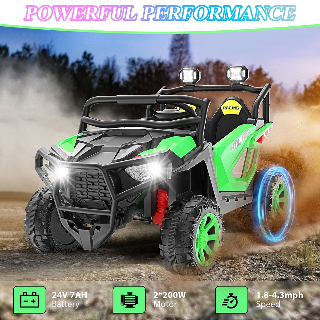 Funcid 24 Volt Ride on Toys, 2-Seater Ride on Cars with Remote Control, 400W Electric Car, Ride on UTV w/ Bluetooth, MP3, Seat Belts, Volume Adjustment, Suspension, Pink
