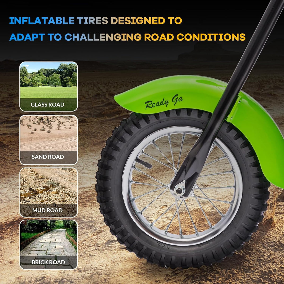 24V Electric Dirt Bike, 250W Motorized Motorcycle with LED Light, Leather Seat, 2 Speeds up to 14 MPH, Up to 60 Minutes Runtime,Green