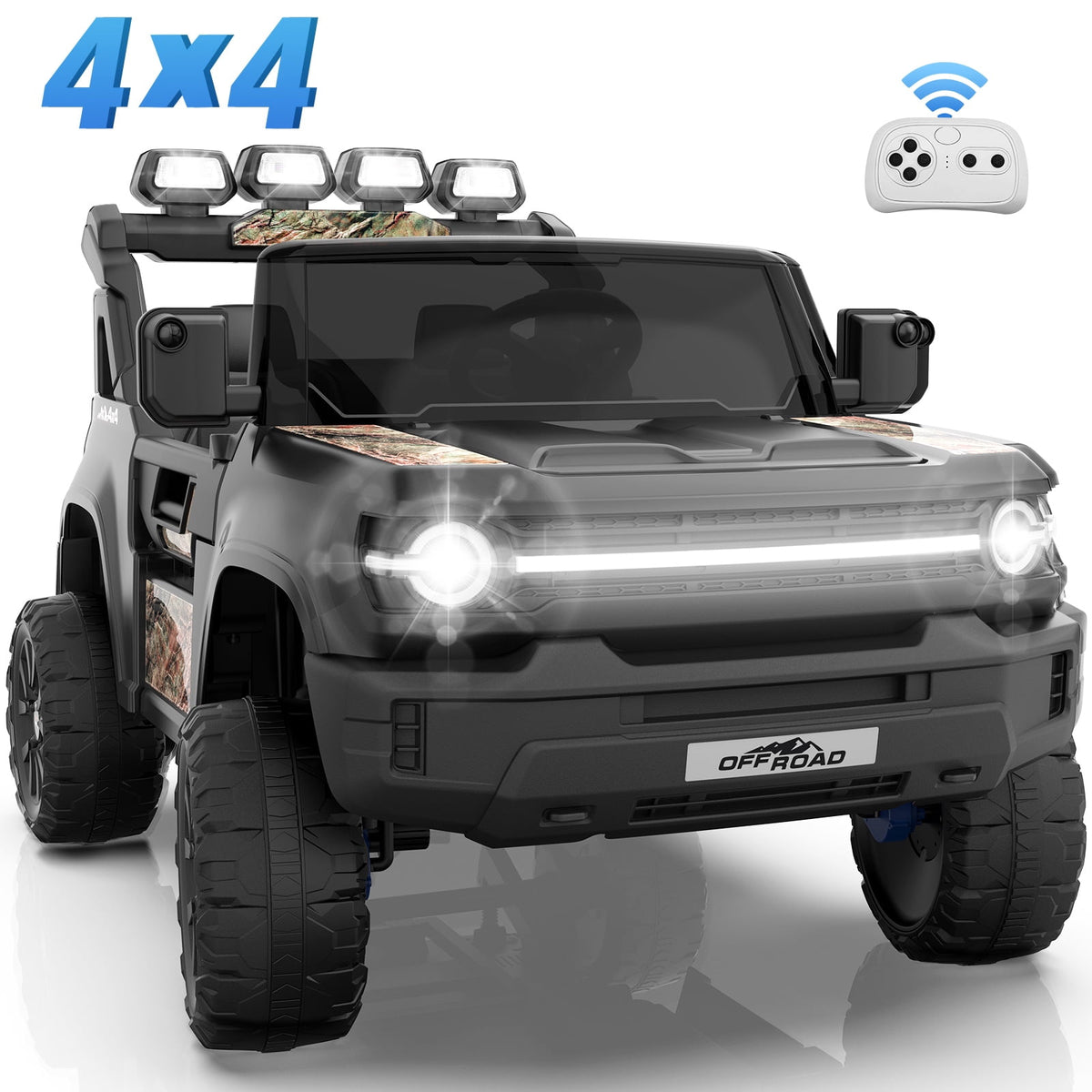 Farmdex 24V Ride on Toys with Remote Control, 2 XL Seater Electric Truck Car for Kids w/ 22'' Large Seat, 4WD/2WD Switchable, Powered Ride on Cars w/ Bluetooth, LED Lights, 3 Speeds, 4 x 200W, Pink