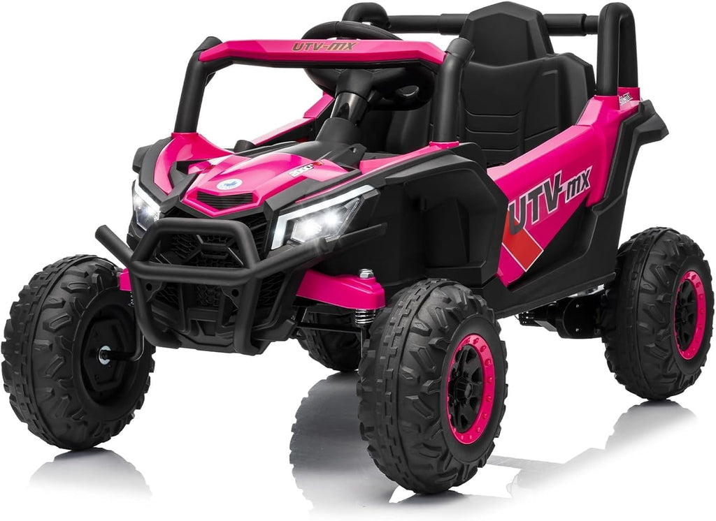 12V 4WD Ride-On Electric Car with Remote Control, 4-Wheel Drive, 4 Spring Suspension, Up to 5 MPH, LED Headlights, Bluetooth