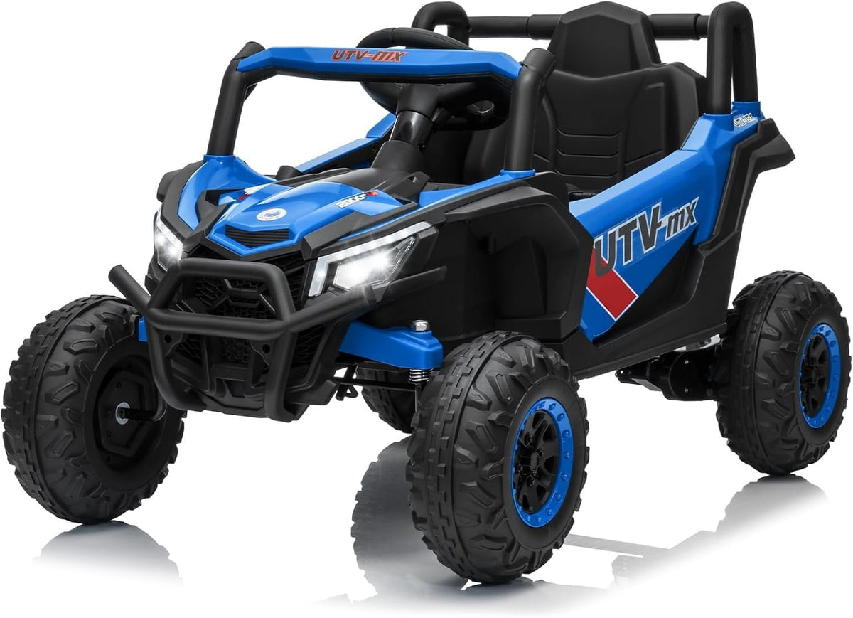 12V 4WD Ride-On Electric Car with Remote Control, 4-Wheel Drive, 4 Spring Suspension, Up to 5 MPH, LED Headlights, Bluetooth