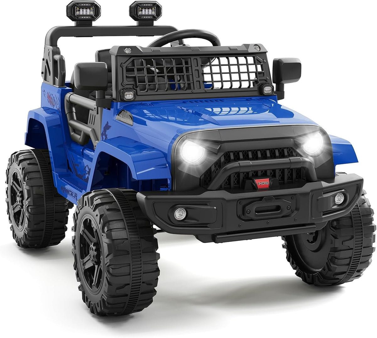 12V Electric Ride On Car with Remote Control, Off Road Ride On Vehicle with Bluetooth, LED Lights, Spring Suspension, Adjustable Seat Belt, All Terrain Tires, 61 lbs Capacity