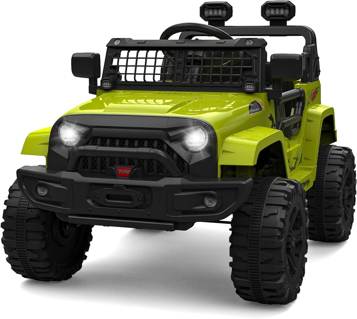 12V Electric Ride On Car with Remote Control, Off Road Ride On Vehicle with Bluetooth, LED Lights, Spring Suspension, Adjustable Seat Belt, All Terrain Tires, 61 lbs Capacity