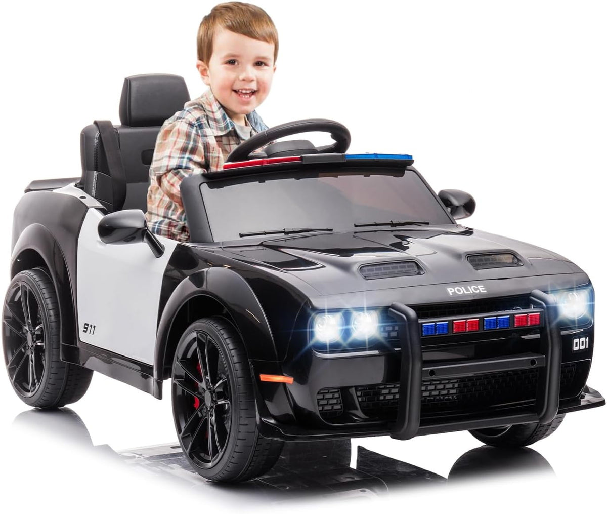12V Electric Ride-On Car, 2x35W Motors, 7Ah Battery, 3-Speed, Parent Remote Control, Soft Start, Music, FM Radio, Safety Belt, 55 Lbs