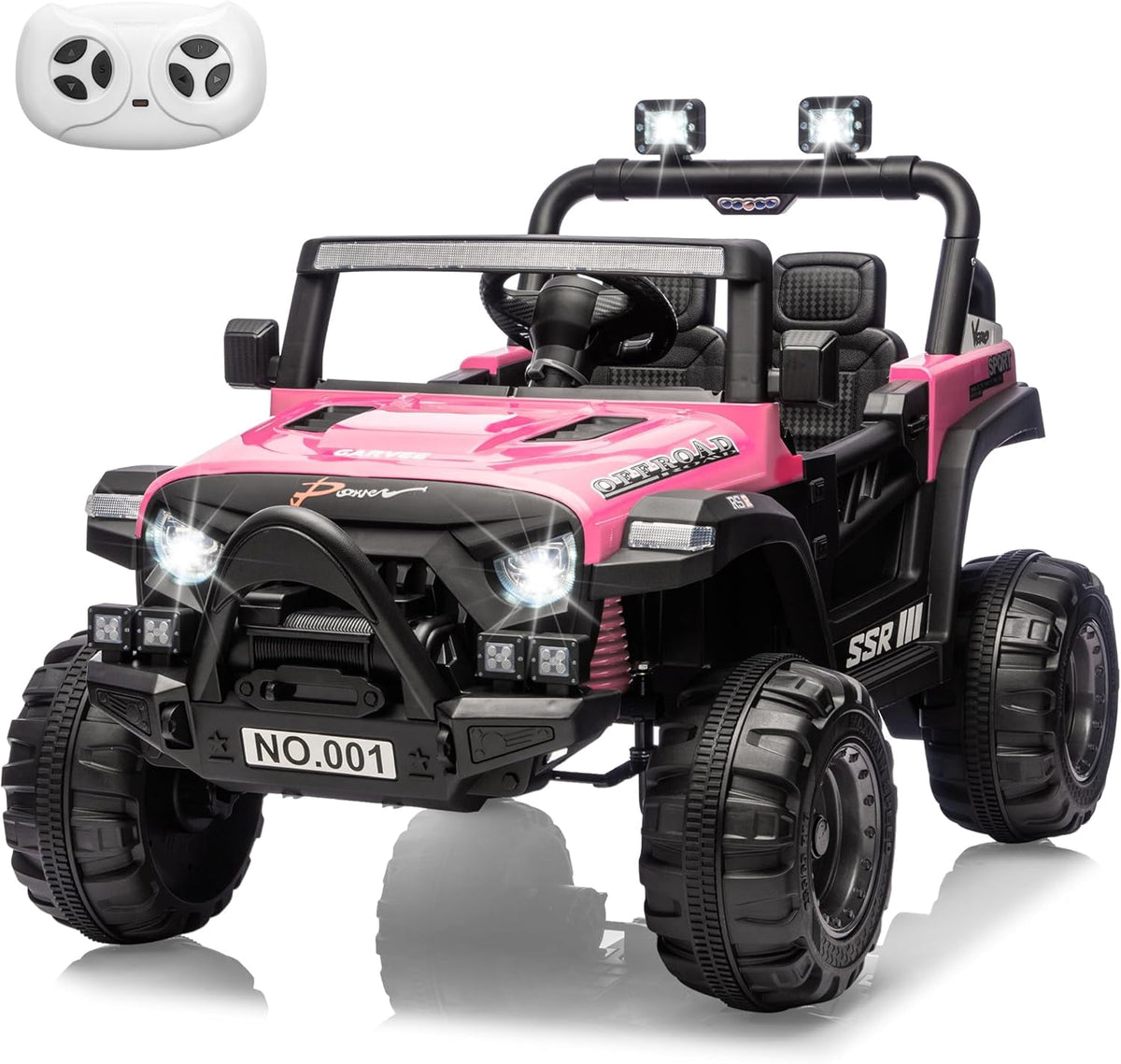 12V Electric Ride-On Truck, 4-Wheel Ride-On Car with Parent Remote Control, Dual 35W Motors, Spring Suspension, 3 Speeds, Bluetooth, LED Lights
