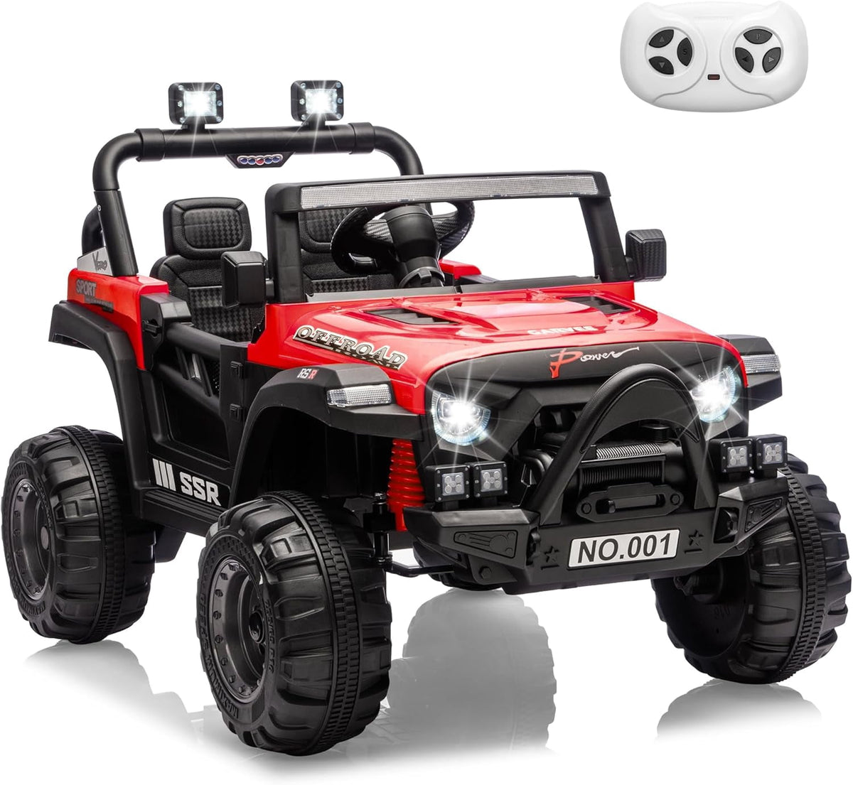 12V Electric Ride-On Truck, 4-Wheel Ride-On Car with Parent Remote Control, Dual 35W Motors, Spring Suspension, 3 Speeds, Bluetooth, LED Lights