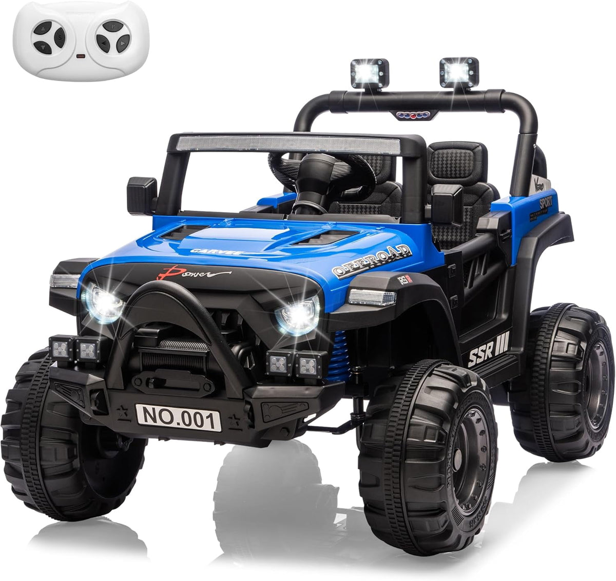 12V Electric Ride-On Truck, 4-Wheel Ride-On Car with Parent Remote Control, Dual 35W Motors, Spring Suspension, 3 Speeds, Bluetooth, LED Lights