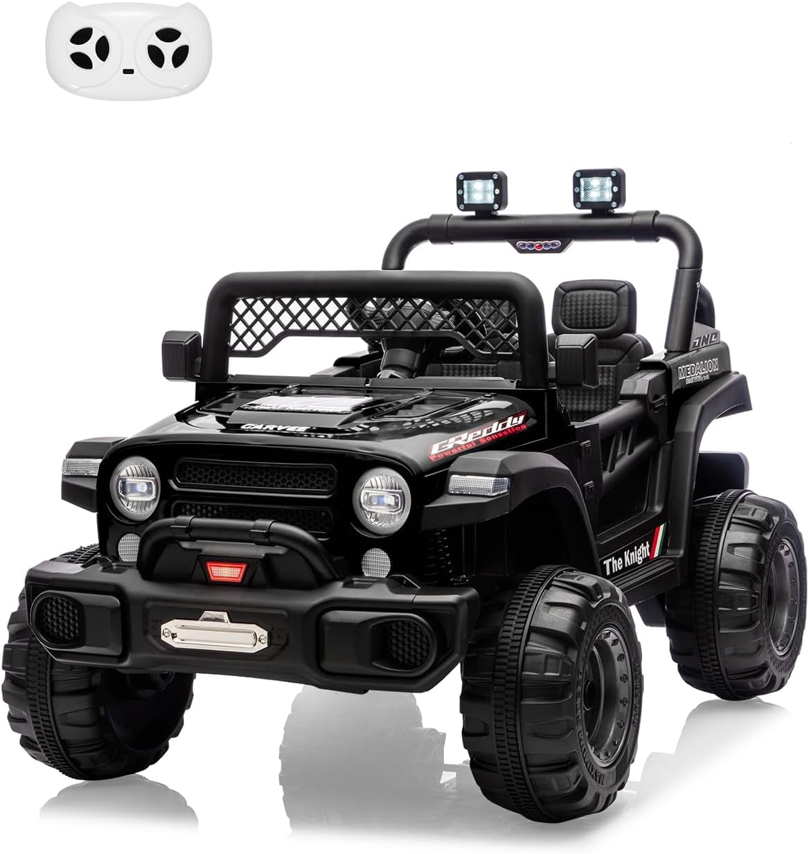 12V Electric Ride-On Truck, 4-Wheel Ride-On Car with Remote Control, 12V 7Ah Battery, Spring Suspension, LED Lights, Music, 66 Lbs