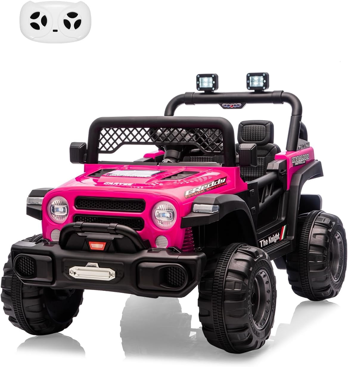 12V Electric Ride-On Truck, 4-Wheel Ride-On Car with Remote Control, 12V 7Ah Battery, Spring Suspension, LED Lights, Music, 66 Lbs
