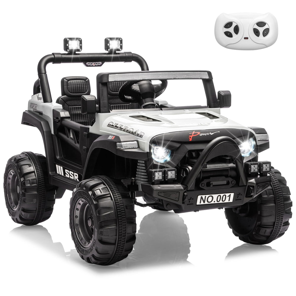 12V Kids Electric Ride-On Car – Parent Remote Control, 3 Speeds up to 4.1MPH, Spring Suspension, Seat Harness, Locking Doors, LED Headlights, wireless Music, Battery Powered Truck Toy