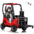 12V Kids Ride On Forklift Car with Tent and Remote Control – Liftable Fork & Pallet – Music, USB, MP3, Low Power Alarm, High/Low Speed – Construction Electric Vehicle Toy – Red