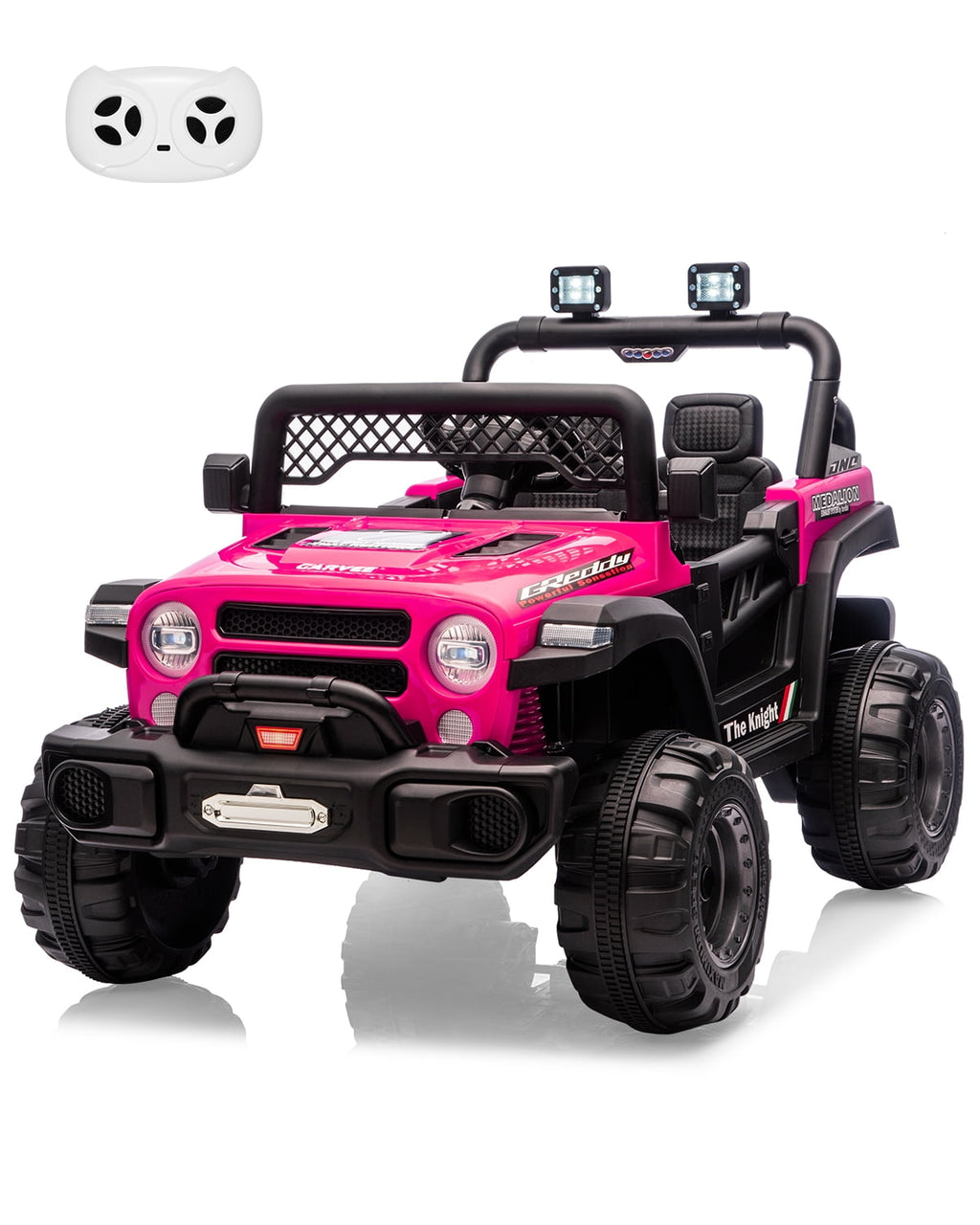 12V Kids Ride-On Truck – Dual 550W Motors, Remote Control, 3-Speed up to 6MPH, Spring Suspension, LED Lights, Music, Safety Belt, Storage – Electric Toy Car for Kids Ages 2-8 – Rose Red