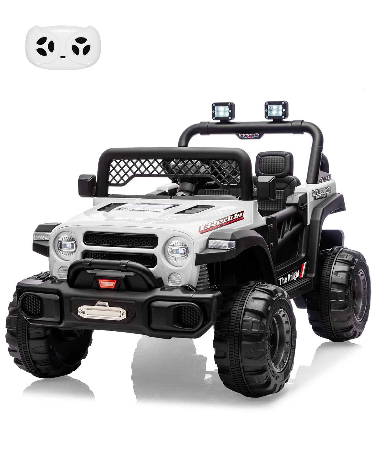 12V Kids Ride-On Truck – Dual 550W Motors, Remote Control, 3-Speed up to 6MPH, Spring Suspension, LED Lights, Music, Safety Belt, Storage – Electric Toy Car for Kids Ages 2-8 – Rose Red