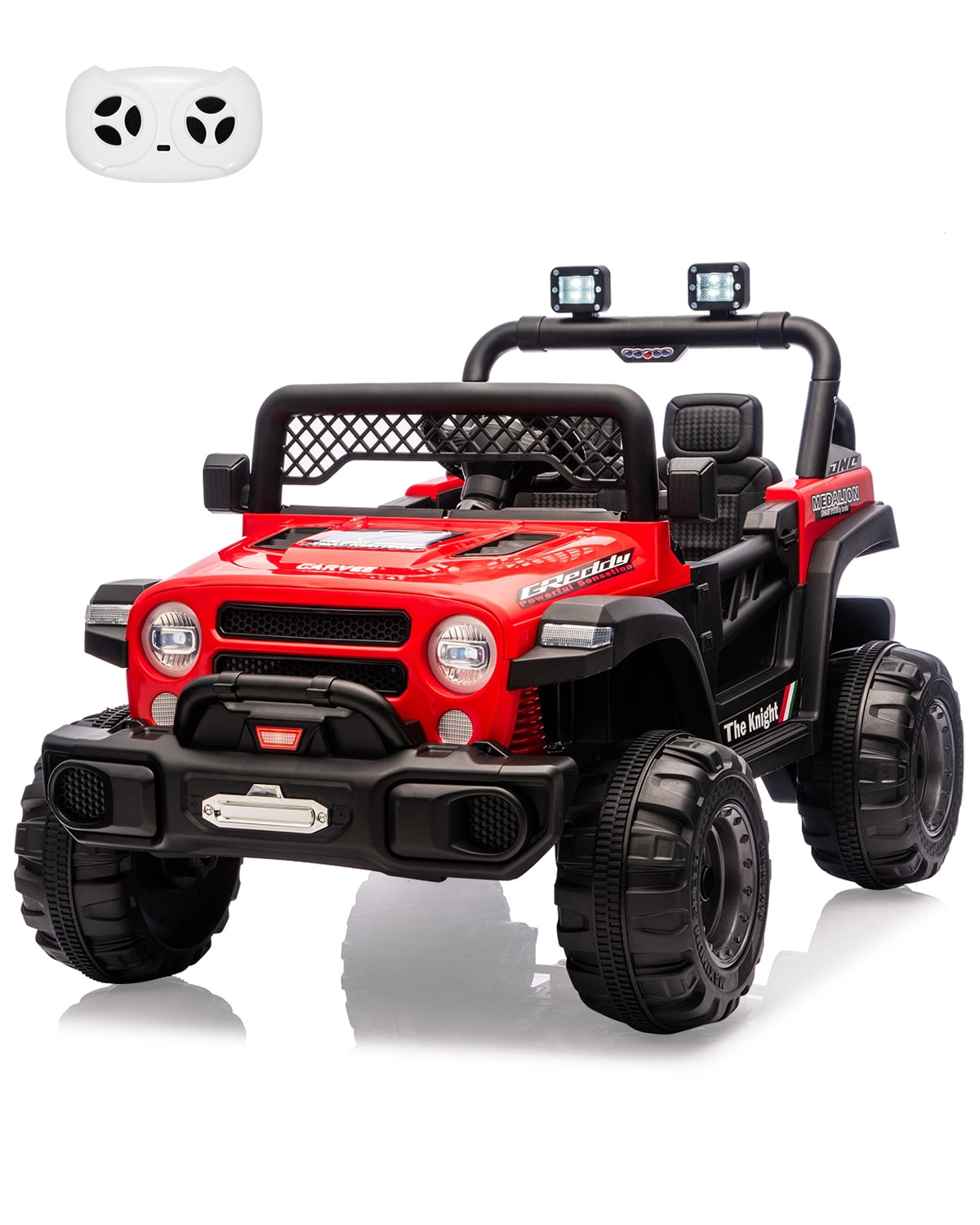 12V Kids Ride-On Truck – Dual 550W Motors, Remote Control, 3-Speed up to 6MPH, Spring Suspension, LED Lights, Music, Safety Belt, Storage – Electric Toy Car for Kids Ages 2-8 – Black
