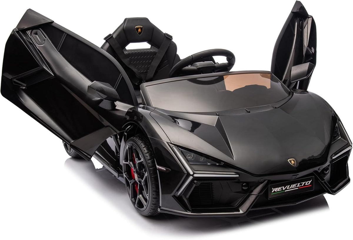 12V Licensed Lamborghini Revuelto Ride-On Electric Sports Car, Dual 25W Motors, Remote Control, Bluetooth, LED Headlights, Music, 1-2 MPH