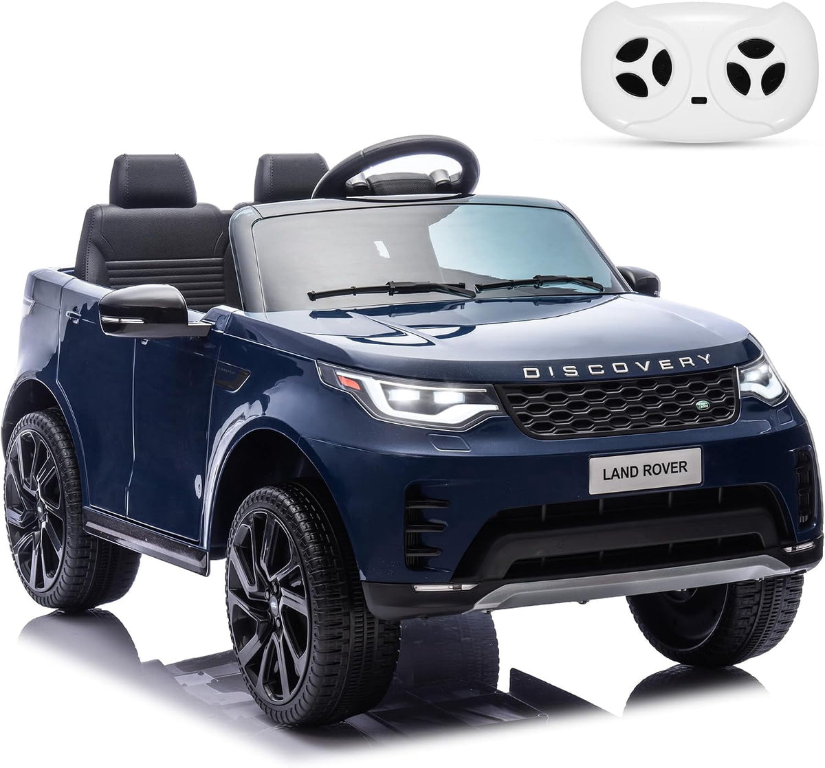 12V Licensed Land Rover 2-Seater Ride On Vehicle with Parent Remote Control, Double Doors, LED Lights, Manual Driving, Rechargeable Battery Powered Electric Ride On Car,Dark blue
