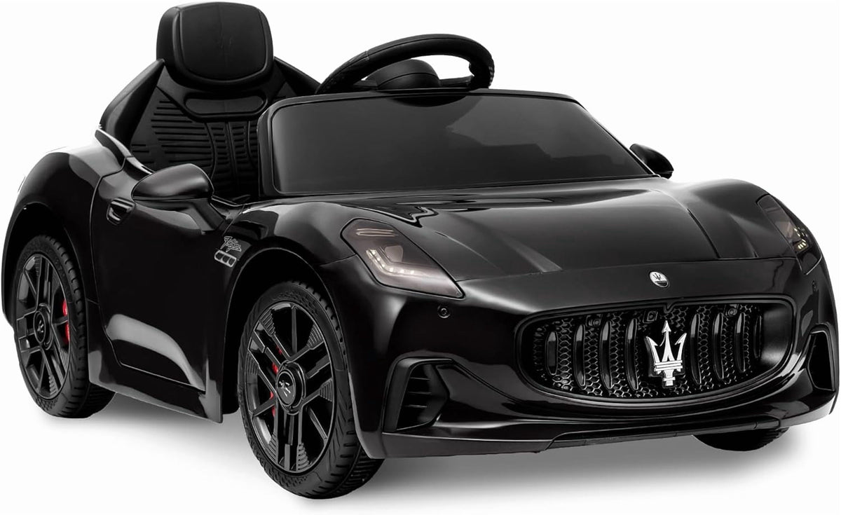 12V Licensed Maserati Ride-On Electric Car, Remote Control, 4.5Ah Battery, LED Lights, Spring Suspension, Double Doors, USB, FM Radio, 2-3 MPH