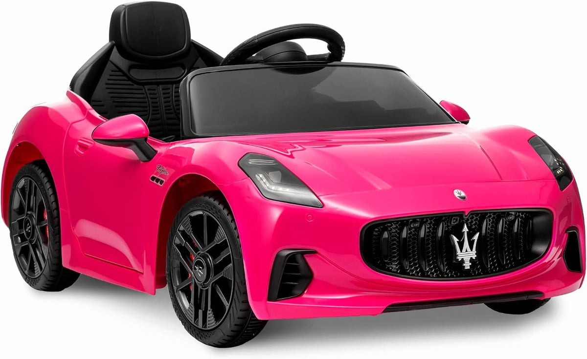 12V Licensed Maserati Ride-On Electric Car, Remote Control, 4.5Ah Battery, LED Lights, Spring Suspension, Double Doors, USB, FM Radio, 2-3 MPH