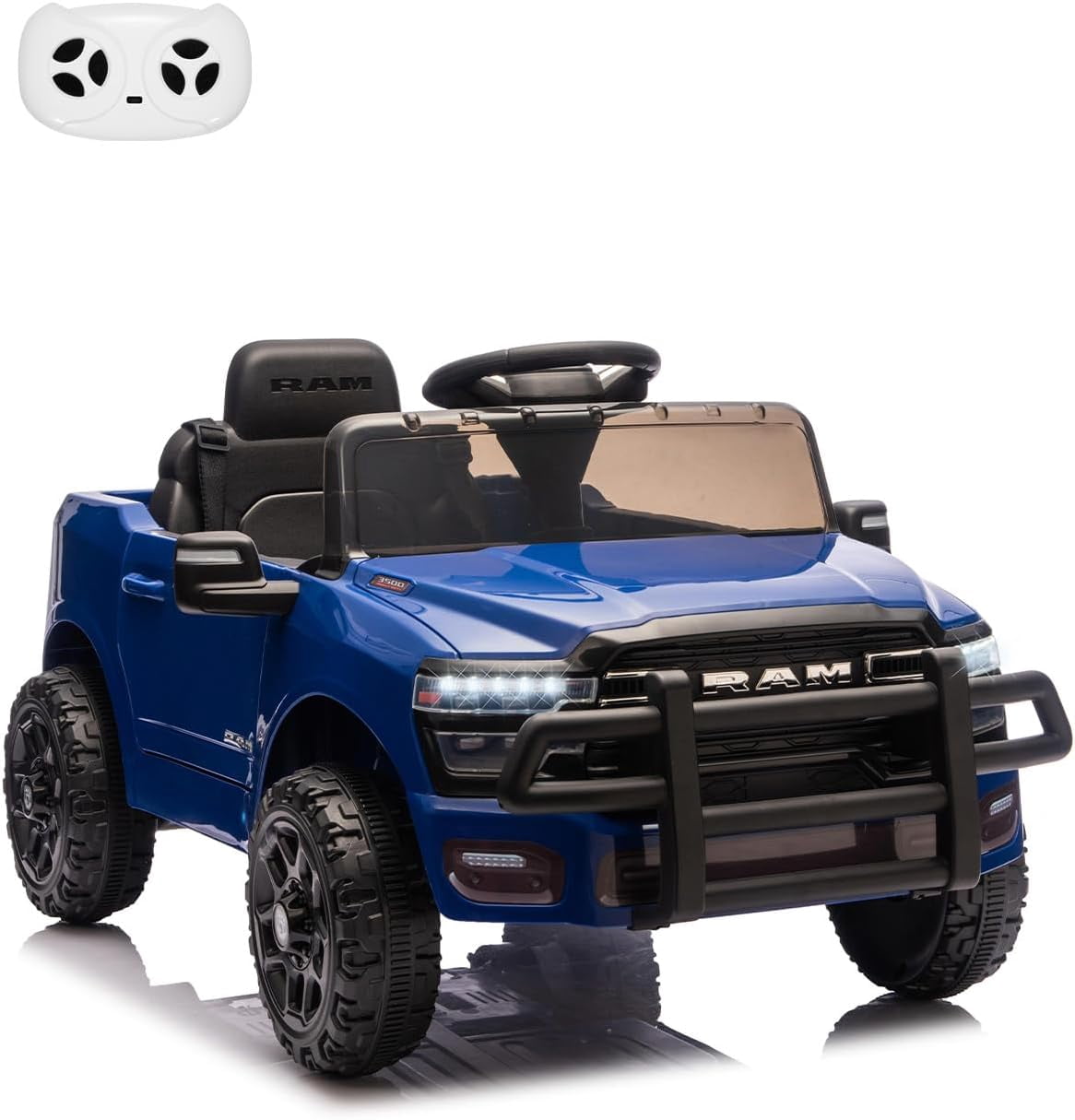12V Licensed RAM Ride-On Pickup Truck, Electric Ride-On Car with Remote Control, 4-Wheel Suspension, Double Doors, LED Lights, Music, USB & AUX
