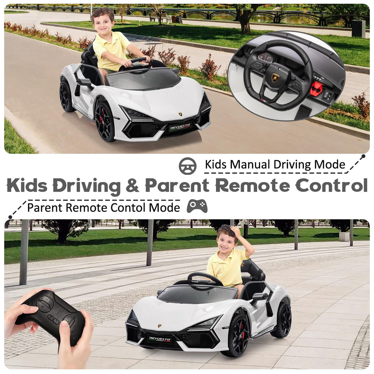 Towallmark 12V Ride On Car for Kids, Licensed Lamborghini Revuelto Electric Vehicle, Battery Powered Sports Car Toy for Boys & Girls,Kids Christmas Gifts