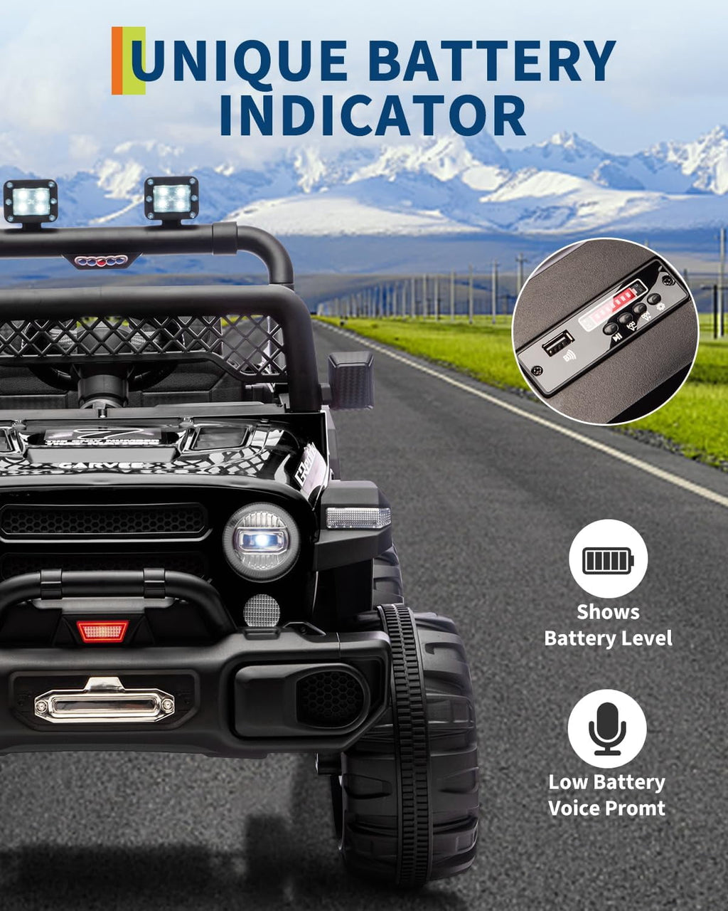 12V Electric Ride-On Truck, 4-Wheel Ride-On Car with Remote Control, 12V 7Ah Battery, Spring Suspension, LED Lights, Music, 66 Lbs