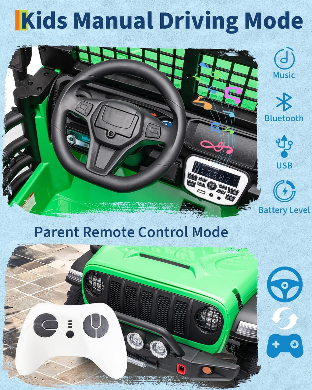 24V 2-Seater Electric Ride-On Car, 2x200W Motors, Parent Remote Control, 4-Wheel Shock Absorbers, 1.8-4 MPH, Bluetooth, LED Lights, 132 Lbs