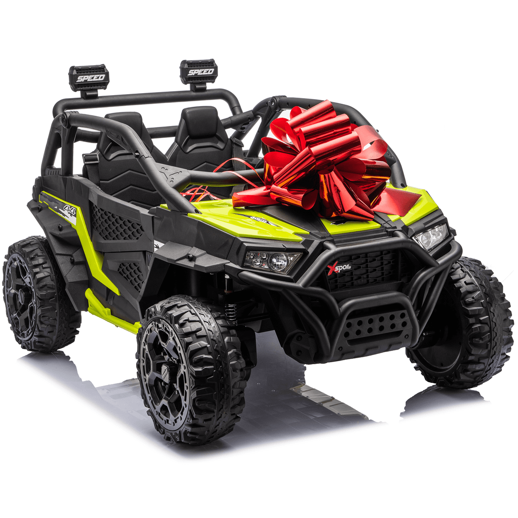 Zukpow 24V Ride Ons for Kids, 2 Seater Electric Car with Remote Control, 4x200W Motors, Power Car Wheels Ride on Toys UTV with Bluetooth Music, USB, Slow Start, LED Lights, Rear Storage Box, Black