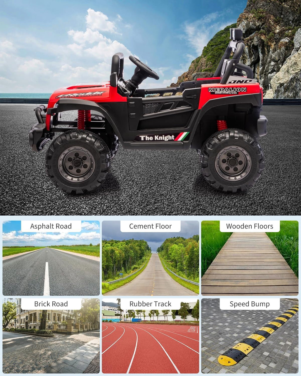 12V Electric Ride-On Truck, 4-Wheel Ride-On Car with Remote Control, 12V 7Ah Battery, Spring Suspension, LED Lights, Music, 66 Lbs