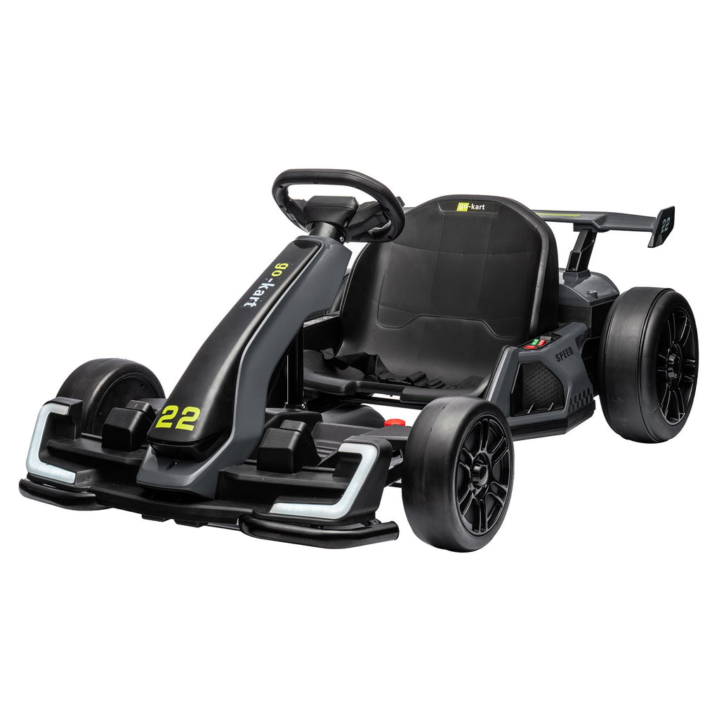 24V Kids Electric Go Kart, 300W Drift Ride-On Car with Dual 150W Motors - Adjustable Seat, 4 Speed Modes, 8.5mph Max, LED Lights, Music & Horn, Safety Belt, Outdoor Racing Toy - Red