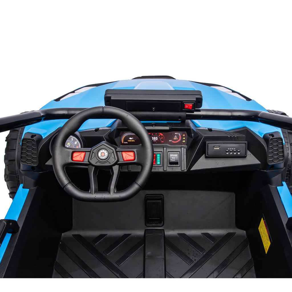Sunnyfree 24V Ride on Toys 2 Seater UTV for Kids, 4WD 800W Electric Car with Parent Remote Control, LED Lights, Bluetooth Music, Roll Cage, Black